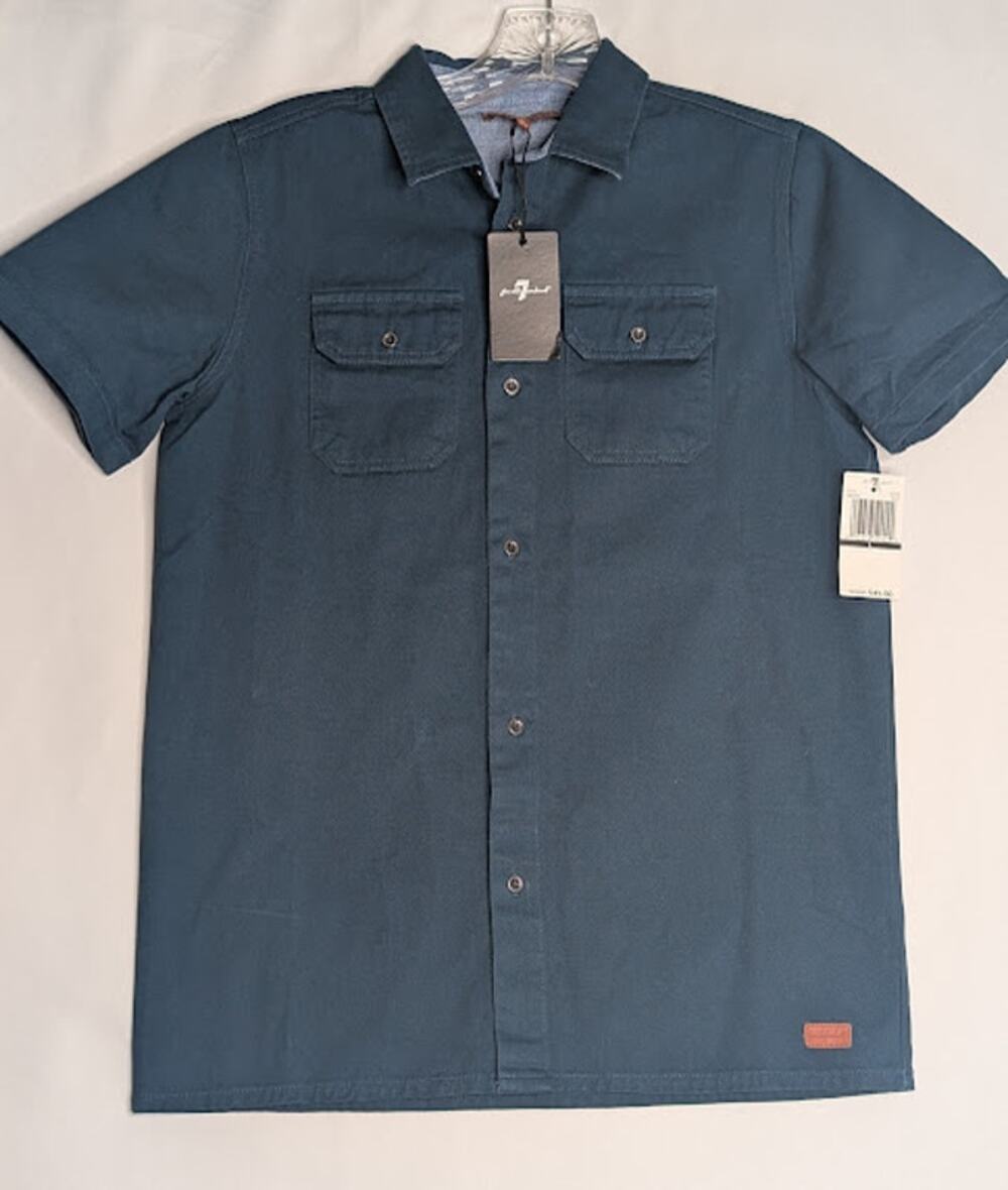 7 FOR ALL MANKIND Youth Boys 100% Cotton button up shirt Large Utility everyday